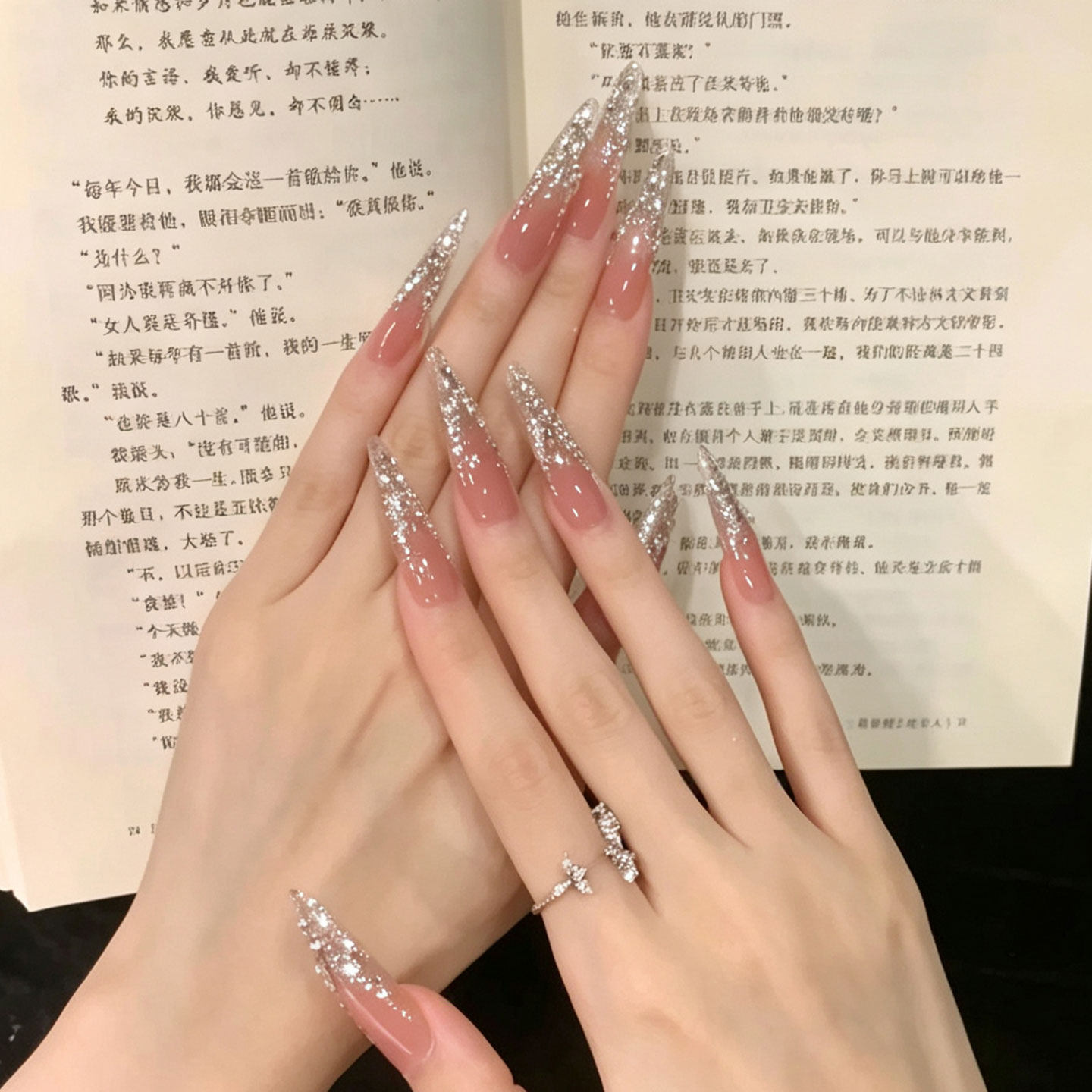 琉璃银穗仙女裸色手工穿戴甲