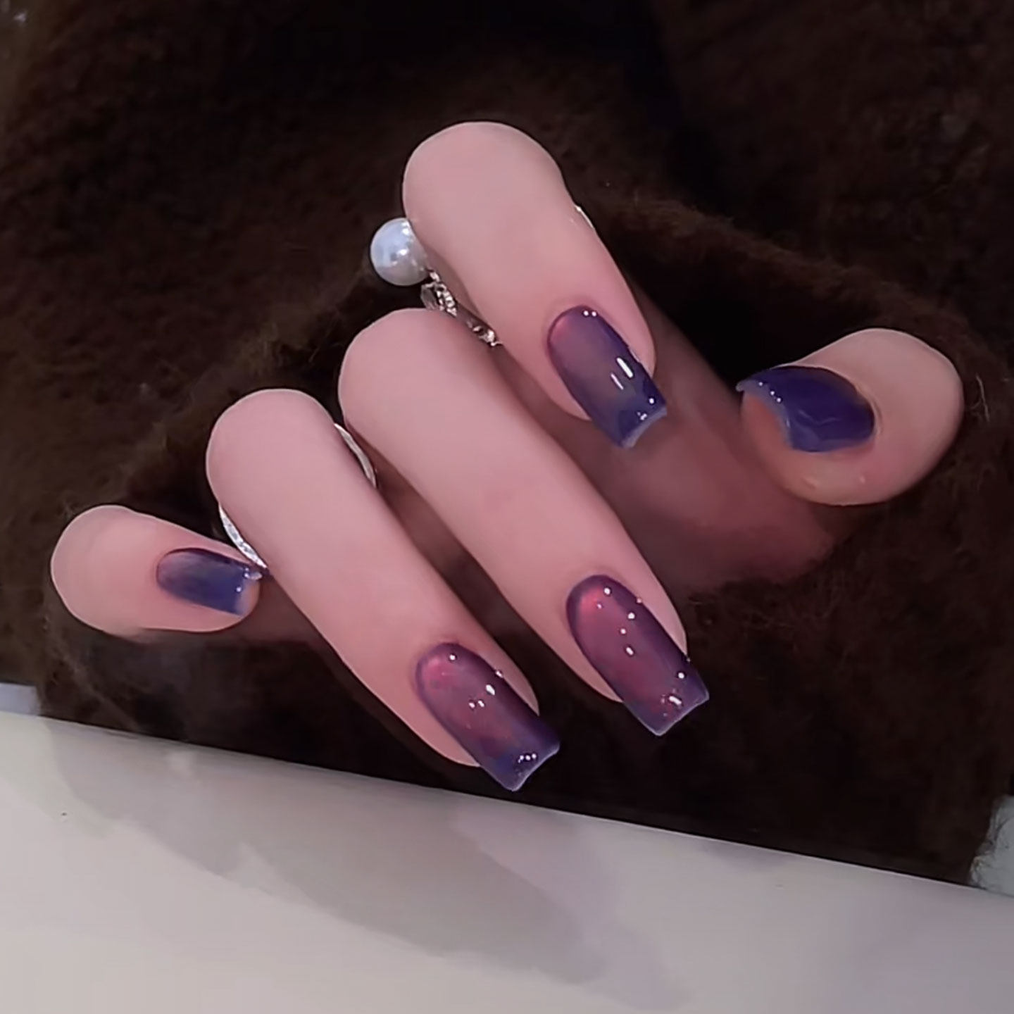 【星云猫瞳】秋冬高级感显白神秘月光紫罗兰猫眼美甲纯手工穿戴甲,彩妆/香水/美妆工具,穿戴甲/甲片,淘宝优惠券,粉丝福利购,淘宝优惠卷
