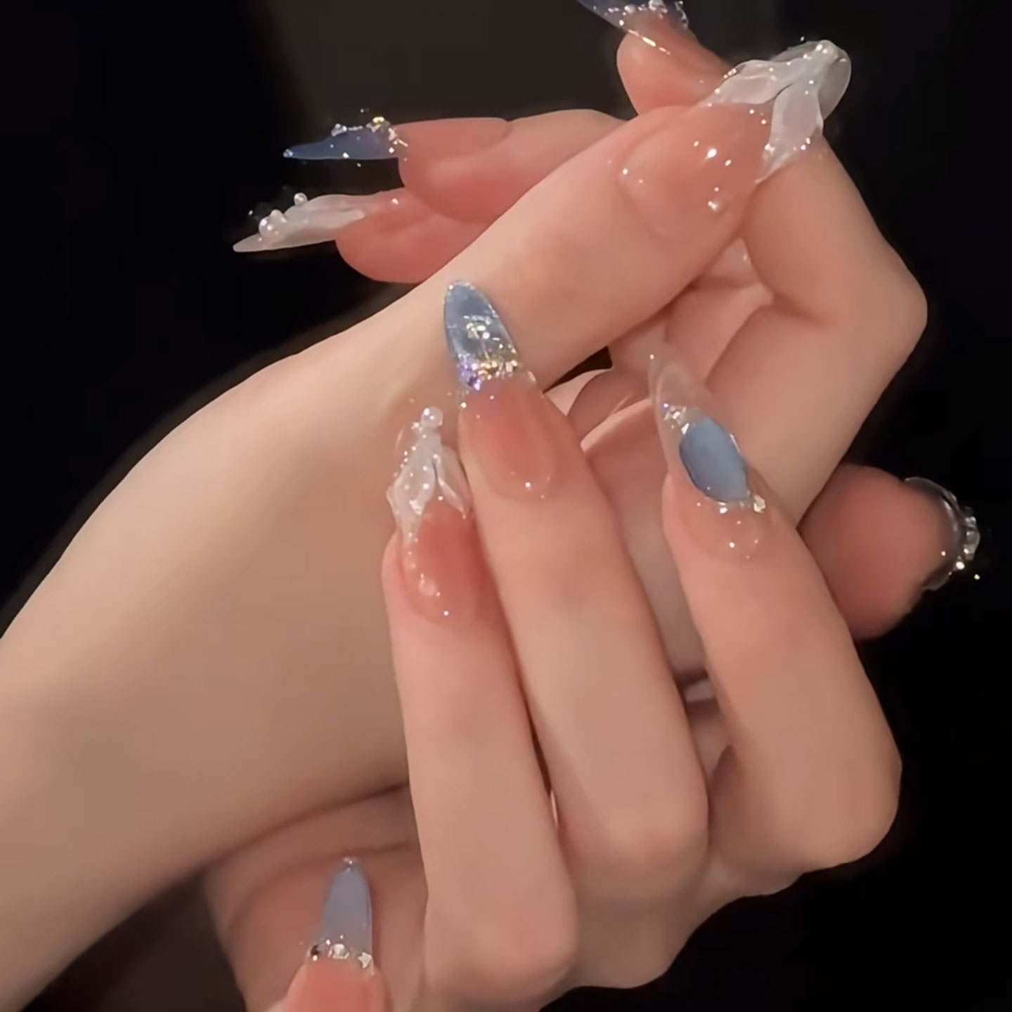 人鱼公主高品质手绘立体鱼尾美甲