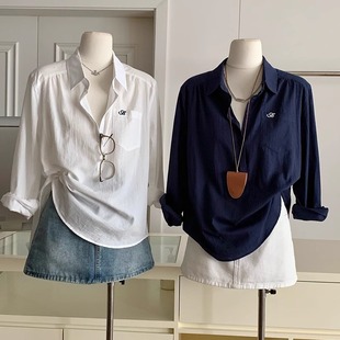白开水轻薄透感加肥大码衬衫上衣2025韩版薄款新款300斤长袖衬衣