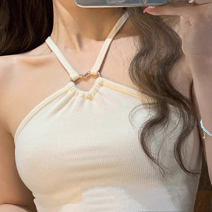 挂脖辣妹大码吊带背心女2025外穿纯欲风内搭紧身短无袖上衣300斤
