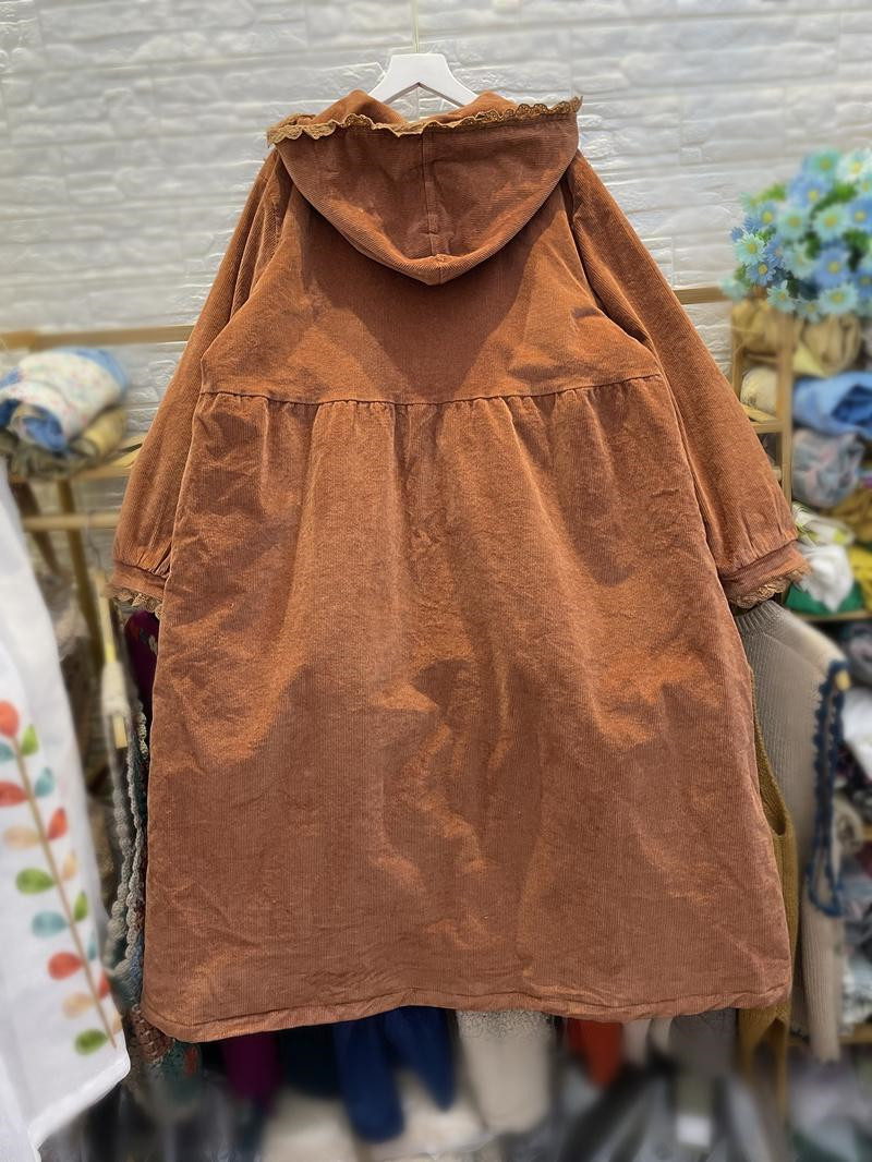 长裙胖mm灯芯绒大码日系娃娃领