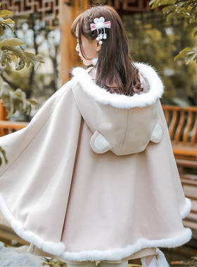 大码胖mm秋冬300斤改良汉服披风