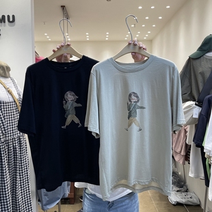 t恤上衣潮 胖妹妹时尚 圆领超大码 小女孩印花短袖 300斤宽松显瘦夏季