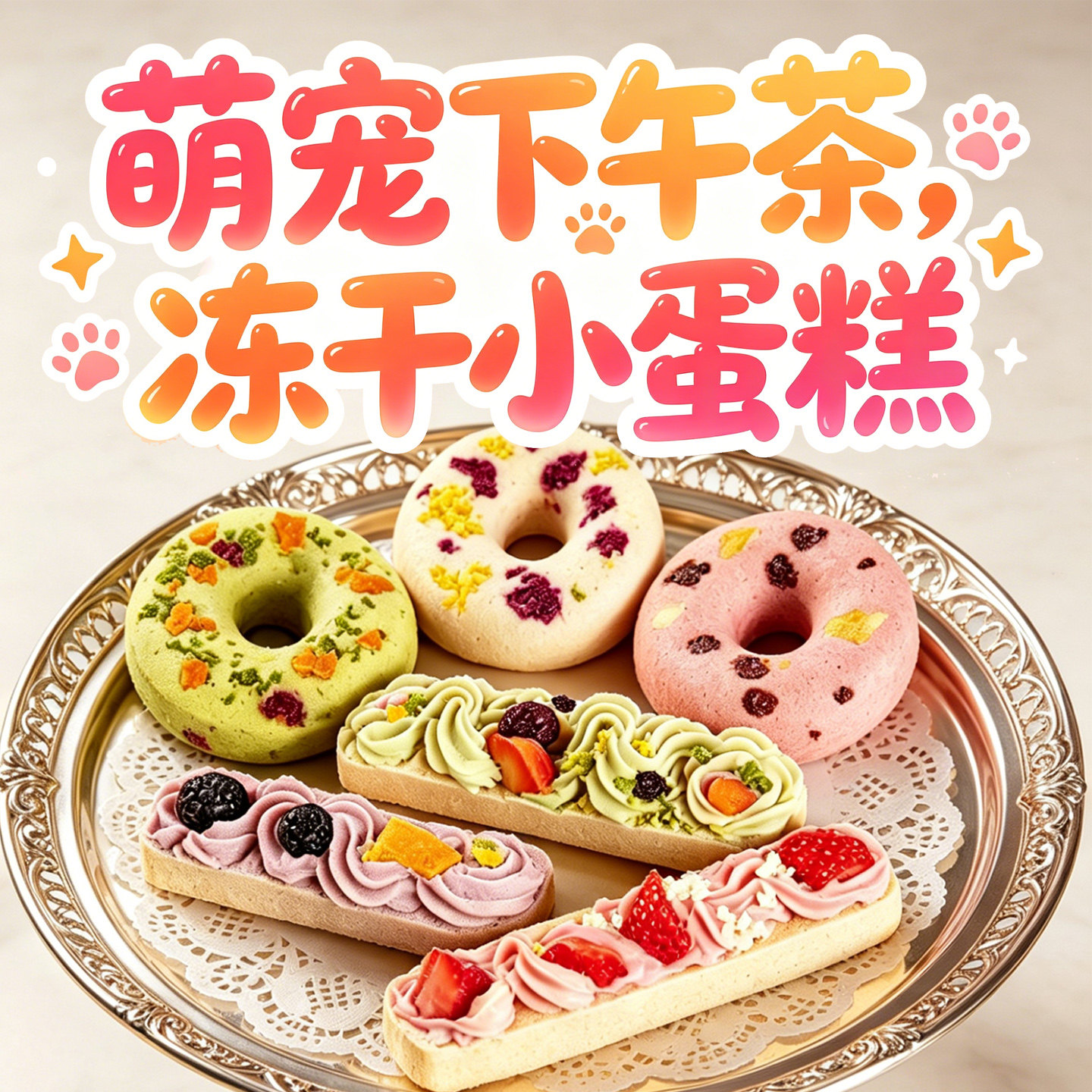 宠物冻干零食小蛋糕鸡胸肉蔬果双拼狗狗猫咪通用训练奖励磨牙棒