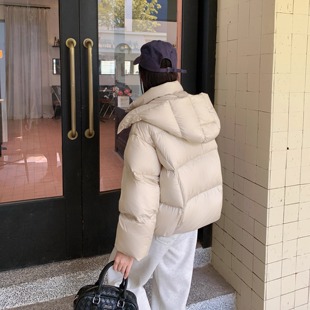 泡芙面包服加厚90白鹅绒小个子外套 新款 羽绒服女短款 连帽2025冬季