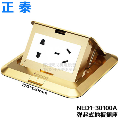 电工 地插NED1-30100A二三极插座10A五孔 弹起式地板插座 5孔