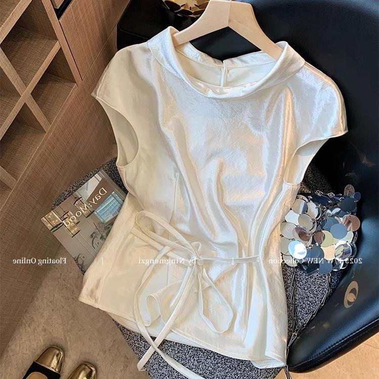 收腰无袖衬衫女夏季上衣