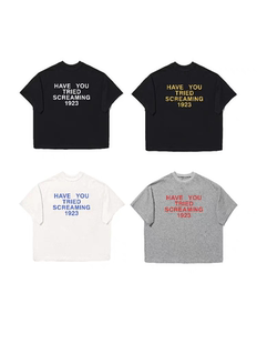 纯色国潮情侣宽松短袖 ADVVCAN拼色字母印花基础重磅美式 小领口TEE