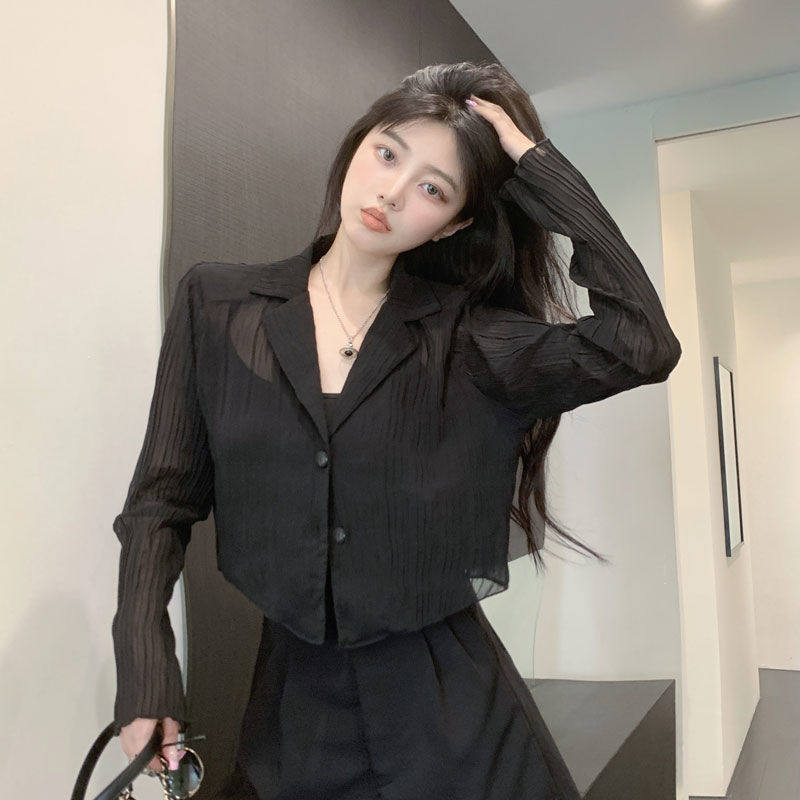 清仓捡漏~专柜撤回大牌外贸冰丝薄款短款西装小外套休闲罩衫女装