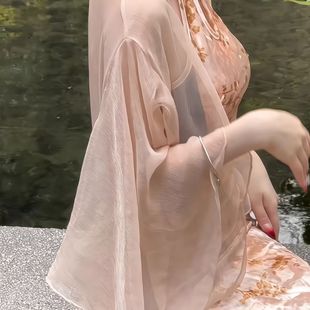 上衣雪纺 法式 极简风纯色开衫 女夏季 宽松显瘦甜美披肩防晒空调衫
