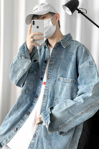 2021春季新款男士牛仔外套宽松日系水洗复古牛仔衣C200-P65图片