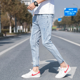 2021秋冬季潮男青年牛仔裤修身弹力休闲小脚九分牛仔裤男K308-P50，男装牛仔裤，星座1006