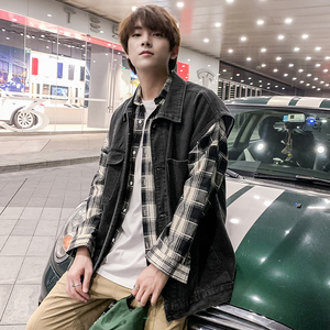 21港风春季新款牛仔马甲男宽松痞帅个性ins潮流复古大口袋M03-P48图片