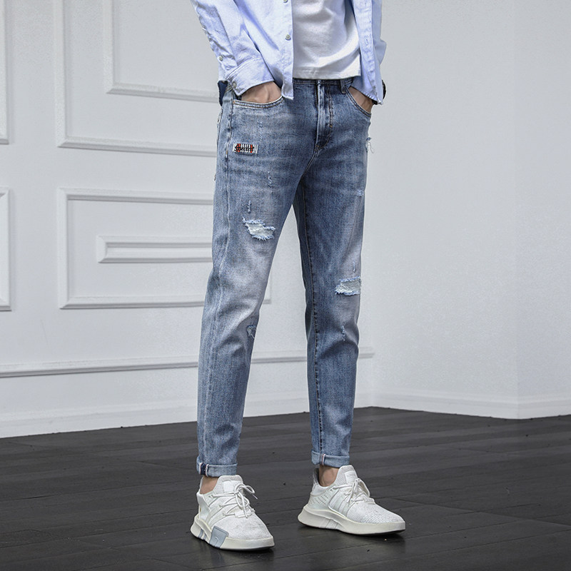 春夏季男士牛仔裤男修身小脚裤休闲韩版休闲潮流男裤K321-P50,男装牛仔裤,星座1006