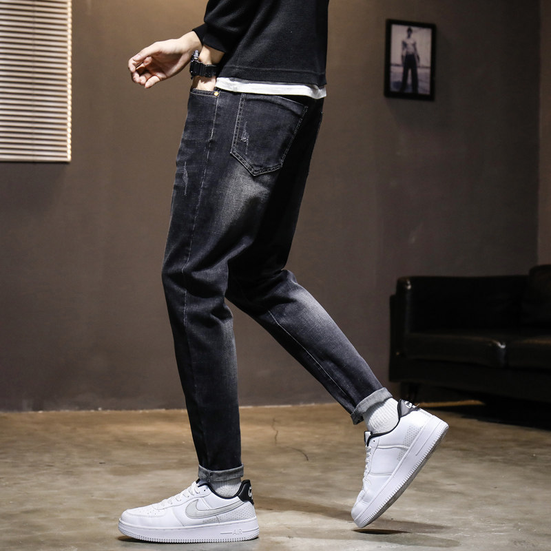 弹力牛仔裤男士宽松小脚裤ins潮流百搭男装修身休闲裤子K909-P48,男装牛仔裤,星座1006