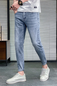 2021春季新款棉弹品质牛仔裤男修身小脚裤韩版休闲九分裤K308-P50图片