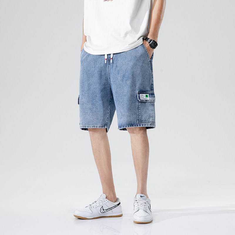 2021夏季牛仔短裤工装多口袋五分裤潮流港风韩版男中裤K5008-P45,男装牛仔裤,星座1006