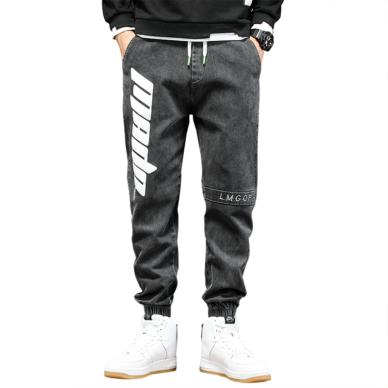 牛仔裤男宽松2021潮牌工装韩版潮流休闲束脚哈伦长裤男K2313-P45,男装牛仔裤,星座1006