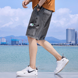 2021春季牛仔短裤工装多口袋五分裤潮流港风韩版男中裤，男装牛仔裤，星座1006