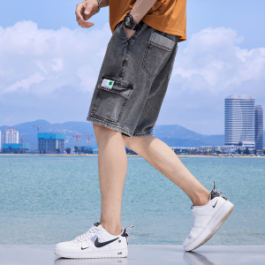 2021春季牛仔短裤工装多口袋五分裤潮流港风韩版男中裤图片