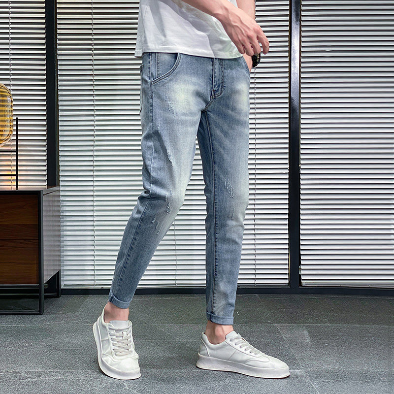 21春季新款韩版潮流休闲百搭弹力修身小脚九分牛仔裤男K301-P50,商品下架区,星座1006