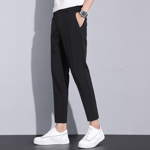 裤子男夏季薄款修身小脚休闲裤直筒冰丝垂感小西裤九分裤1201