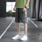 牛仔短裤男夏季港风宽松直筒休闲五分裤潮流帅气百搭K5028-P43，男装牛仔裤，星座1006