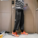 2021秋季新款牛仔裤纯色韩版宽松阔腿直筒裤子百搭日系，男装牛仔裤，星座1006