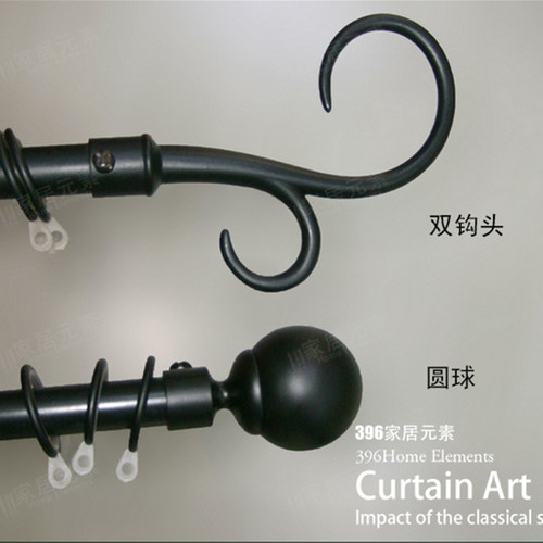 396家居19MM细款黑色罗马窗帘杆