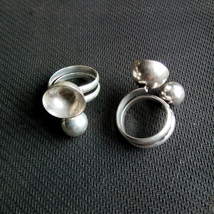 民族风苗银饰品 diy戒指苗绣配件配绣片戒托底托手工指环