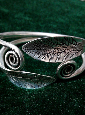 贵州民族风叶子女士纯手工苗银