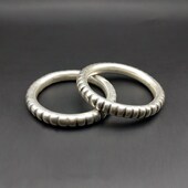 原创设计古朴民族风苗银空心圆手镯棉麻风复古时尚 手工雕花镯子女