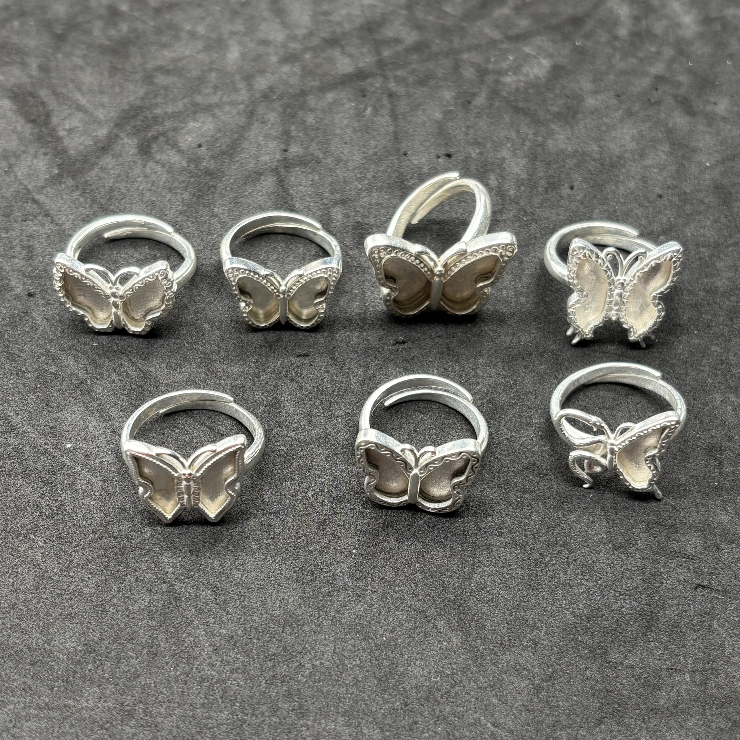 新款民族风饰品手工苗银diy配件戒指空托