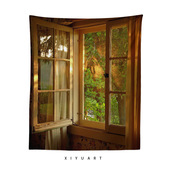 假窗户3d风景房间宿舍改造布置挂布ins风装 饰布景宿舍背景布