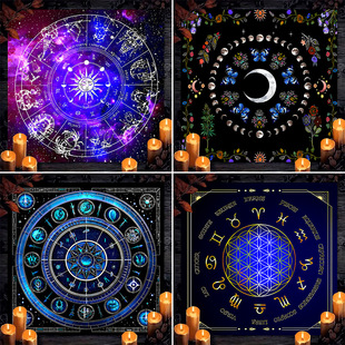 塔罗牌桌布激光切割工艺桌游装饰布曼陀罗月相花卉蝴蝶桌布塔罗布