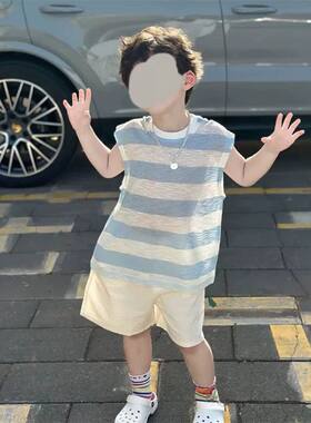 男童春夏凉感薄款运动背心套装