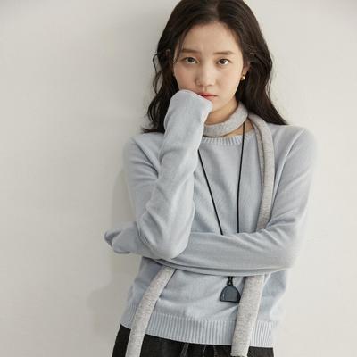 soilstone圆领撞色围巾针织衫