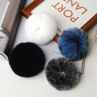 真獭兔毛发绳日韩简约大肠发圈可爱扎马尾头绳网红发饰头饰秋冬女