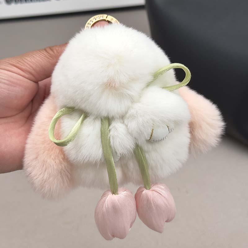 真獭兔毛小兔子书包包钥匙扣挂件