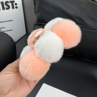 真獭兔毛球球大号发夹后脑勺气质抓夹网红可爱毛绒头饰夹子女发饰