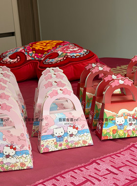 2026热销HelloKitty喜糖盒可爱卡通婚礼糖盒KT猫手提喜糖袋小清新