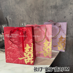 新中式结婚订婚中式手提袋爆款2025高级婚礼回礼新款伴手盒子复古