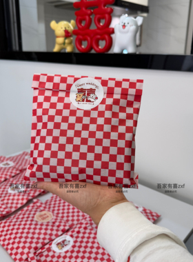 热销新品结婚订婚棋盘格喜糖袋红色格子包装礼品袋子结婚喜糖袋