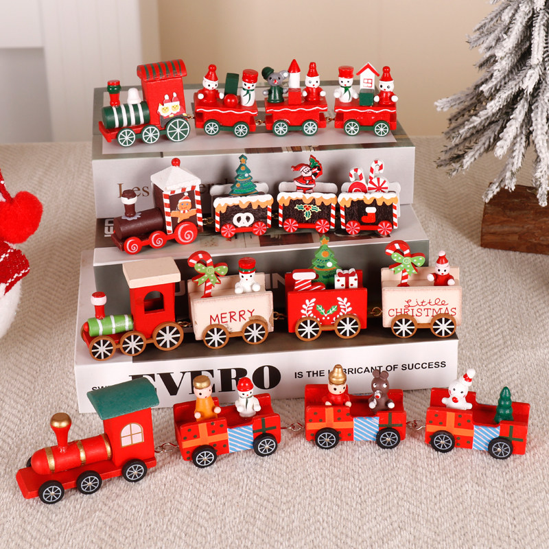 圣诞节礼物小火车装饰桌面小摆件