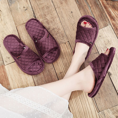 新款水晶绒静音机洗无声家居拖鞋