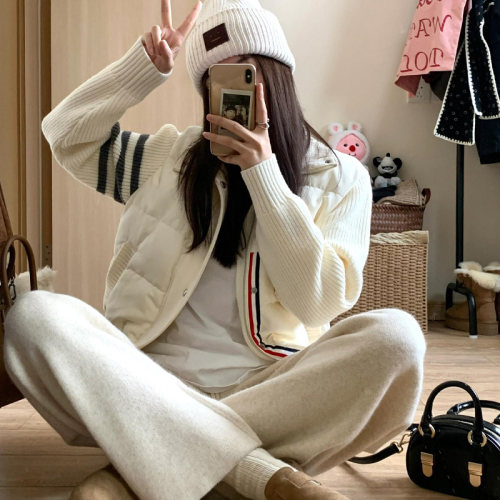 短款羽绒服白鸭绒学院风立领加厚
