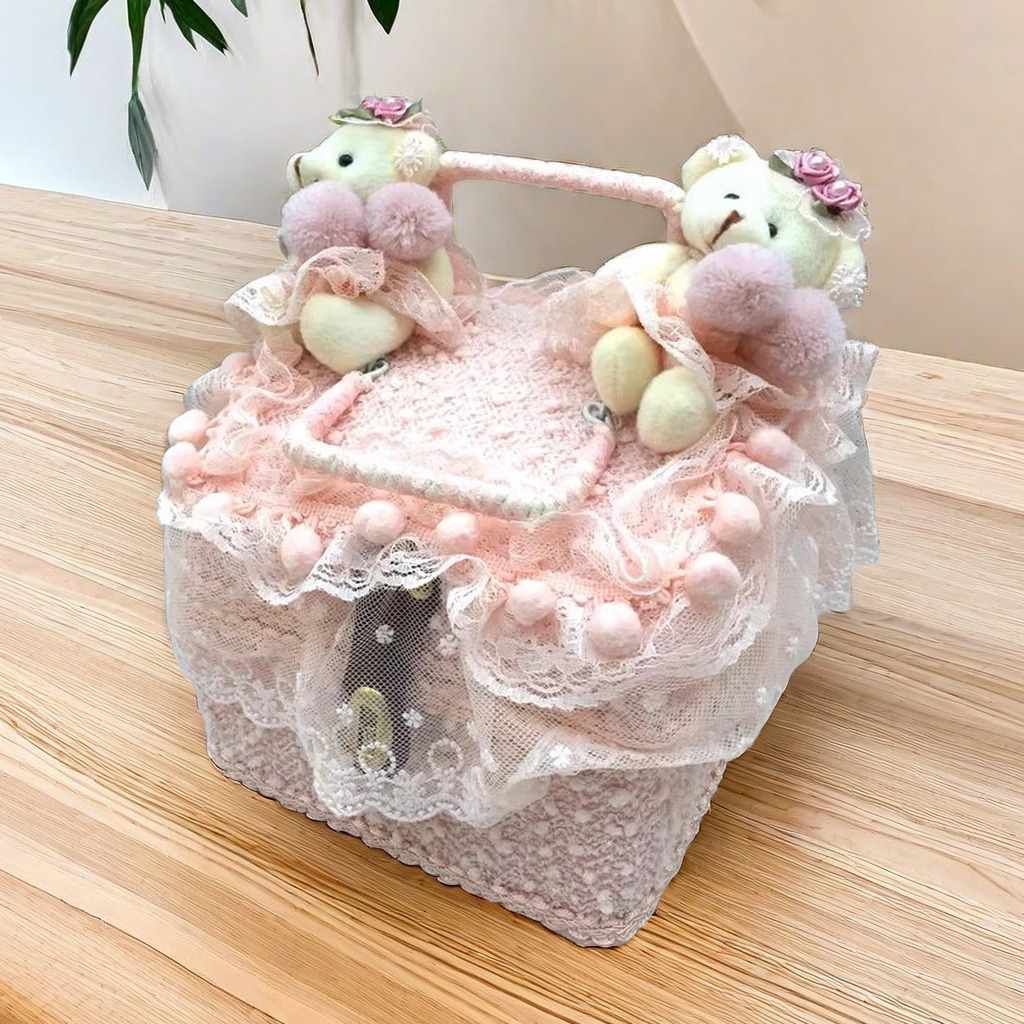 桌面带盖有提手化妆品箱首饰盒