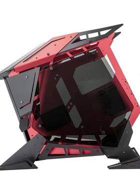 FUXK 裁决 开放式铝镁合金电竞机箱红色 支持EATX主板360水冷4mm