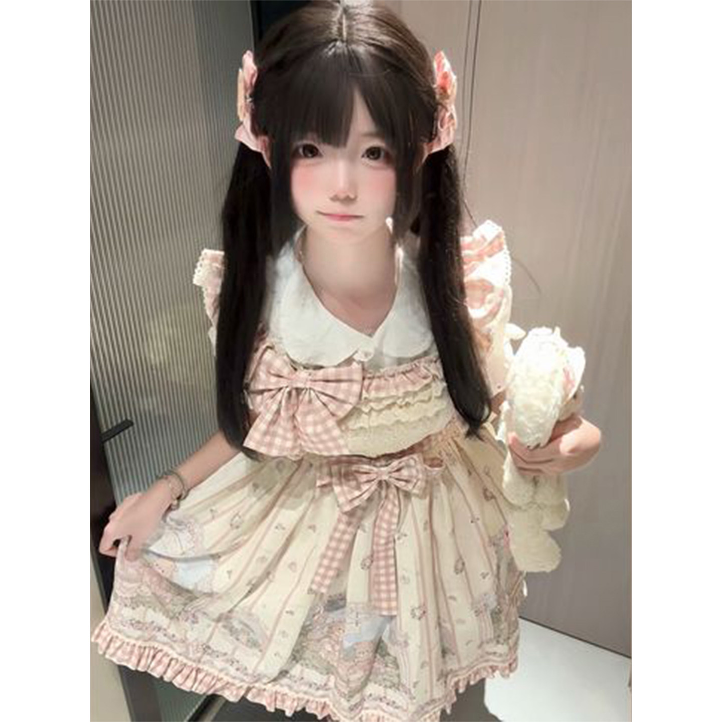 粉色双面穿lolita裙子轻lo可爱